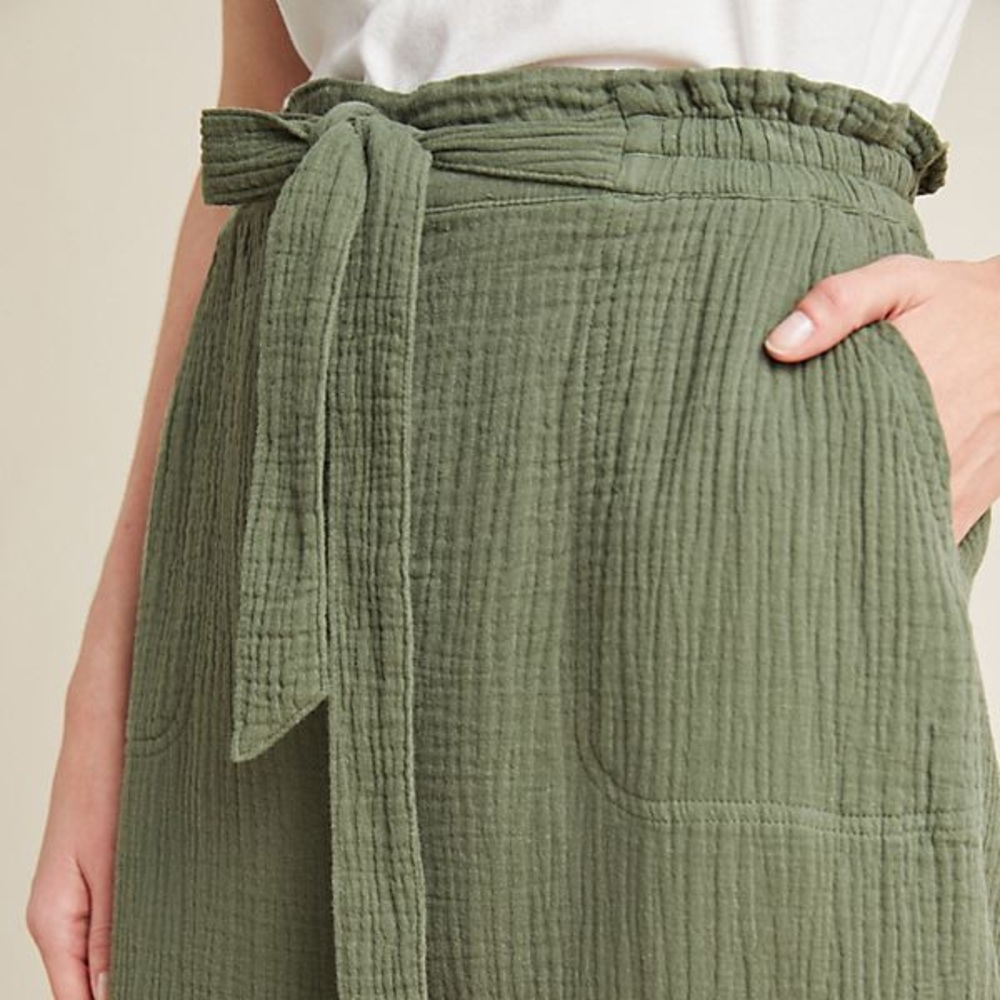 Green Paperbag-Waisted Pants Anthropologie